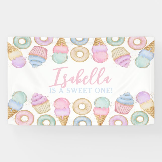 Banderoles Sweet One Pastel 1er Anniversaire (Horizontal)