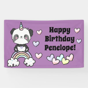Banderoles Sweet Panda Unicorn Rainbow Hearts Anniversaire