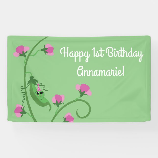 Banderoles Sweet Pea Cute 1er Anniversaire (Horizontal)