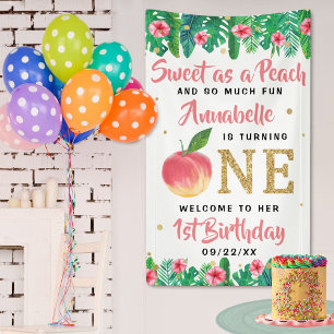 Banderoles Sweet Peach Girls 1er Anniversaire Bienvenue