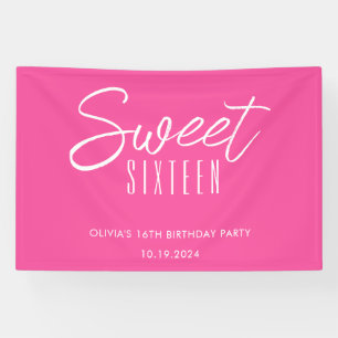 Banderoles Sweet sixteen moderne hot rose filles 16e annivers