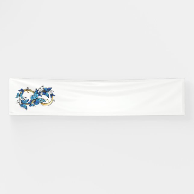 Banderoles Symbol Infinity of Blue Morpho Butterflies (Horizontal)