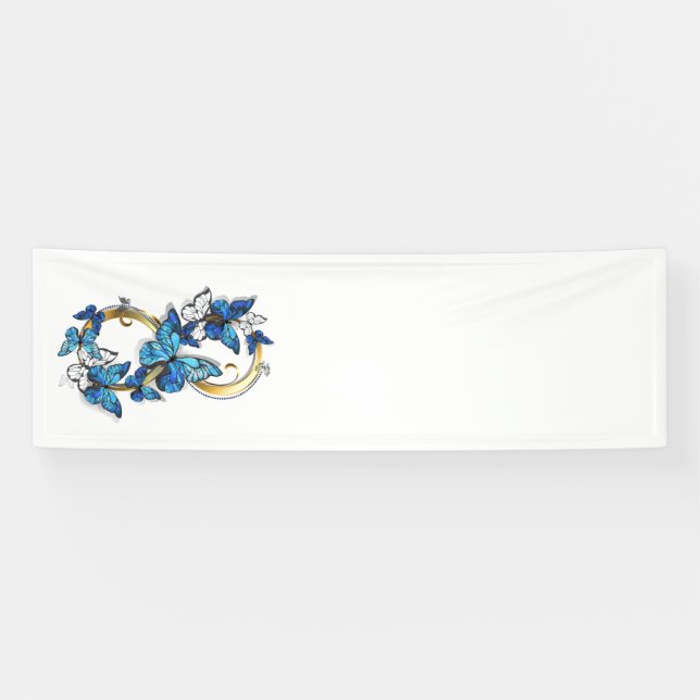 Banderoles Symbol Infinity of Blue Morpho Butterflies (Horizontal)