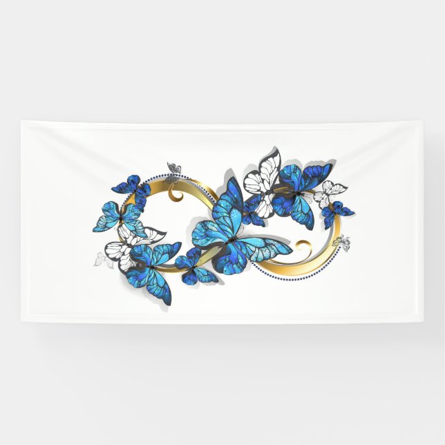 Banderoles Symbol Infinity of Blue Morpho Butterflies (Horizontal)