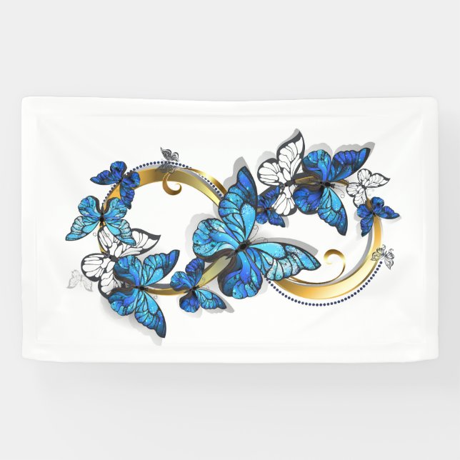 Banderoles Symbol Infinity of Blue Morpho Butterflies (Horizontal)