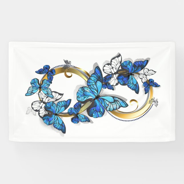 Banderoles Symbol Infinity of Blue Morpho Butterflies (Horizontal)