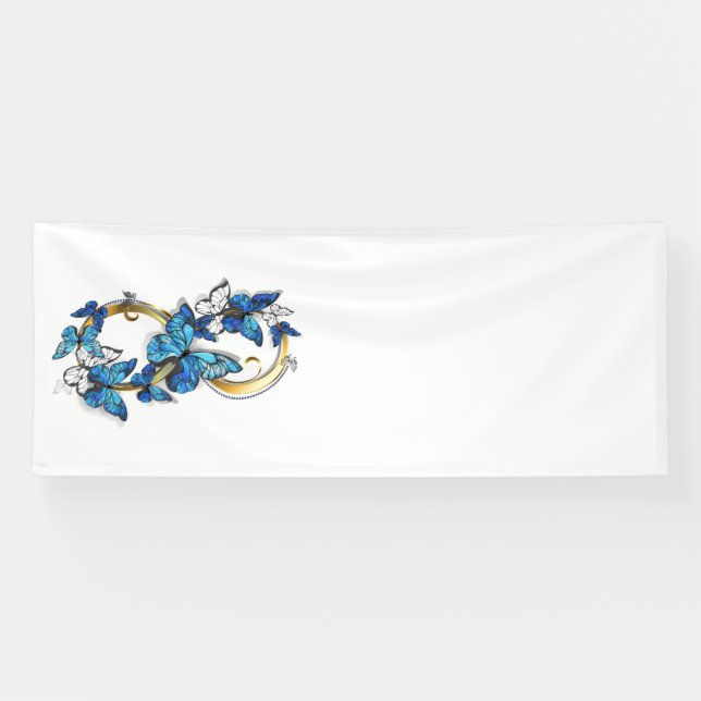 Banderoles Symbol Infinity of Blue Morpho Butterflies (Horizontal)
