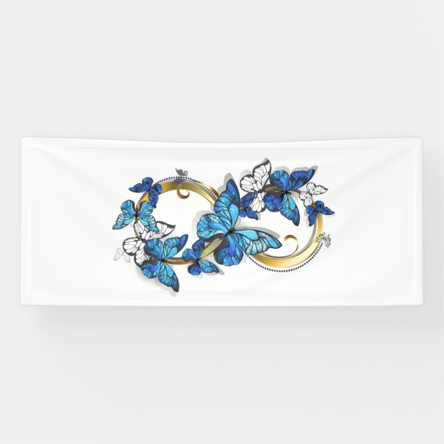 Banderoles Symbol Infinity of Blue Morpho Butterflies (Horizontal)