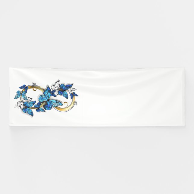Banderoles Symbol Infinity of Blue Morpho Butterflies (Horizontal)