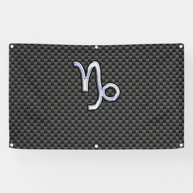 Banderoles Symbole Capricorne Style Chrome sur fibre de carbo (Horizontal)
