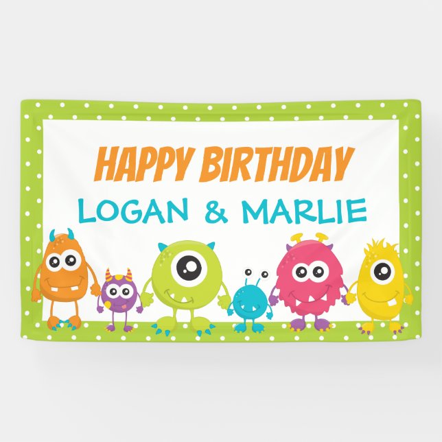 Banderoles Symbole de fête d'anniversaire du Monster (Horizontal)