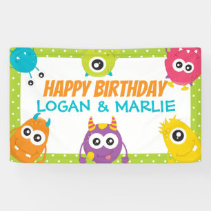 Banderoles Symbole de la fête d'anniversaire de Monster