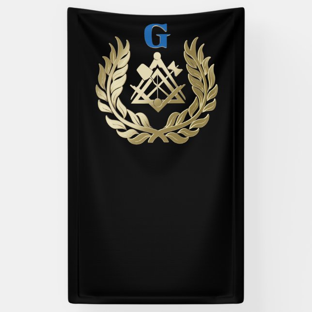Banderoles Symbole de la maçonnerie d'or (Vertical)