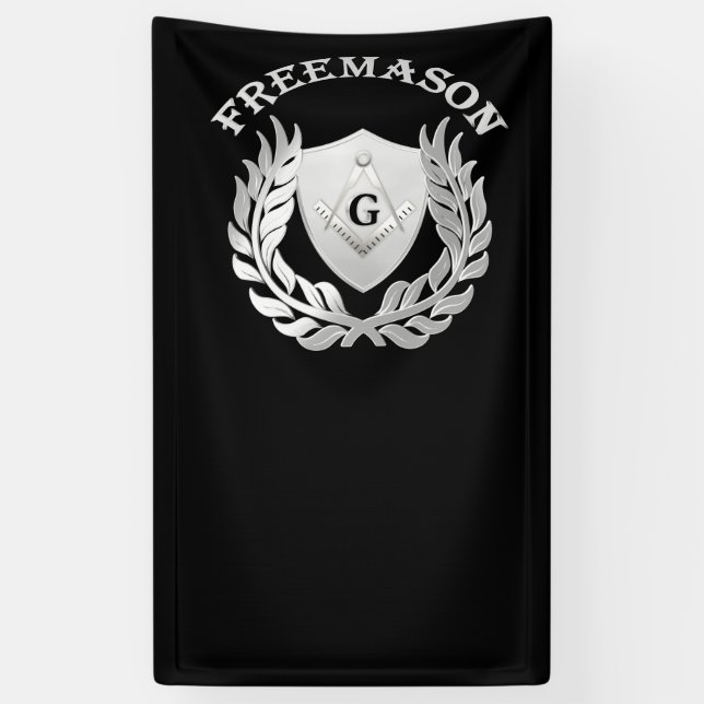 Banderoles Symbole de maçonnerie en argent (Vertical)