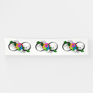 Banderoles Symbole d'infini avec Rose arc-en-ciel