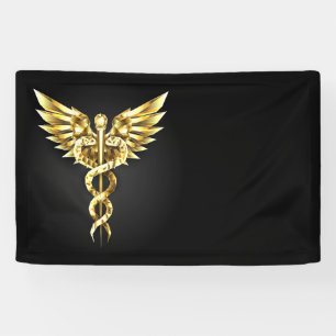 Banderoles Symbole Polygonal Or Caduceus