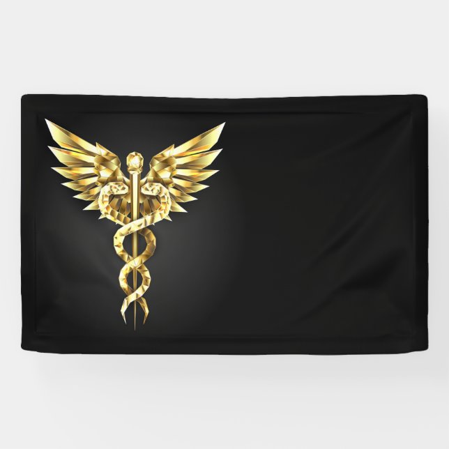 Banderoles Symbole Polygonal Or Caduceus (Horizontal)