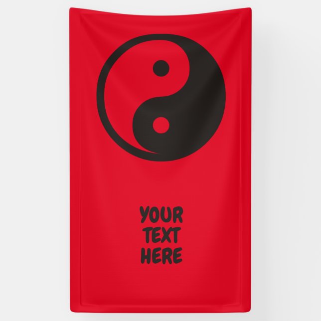Banderoles Symbole Yin Yang - tatouage solide (Vertical)
