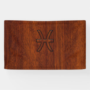 Banderoles Symbole zioaque Pisces Symbole Brown en bois d'aca
