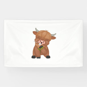 Banderoles T-shirt classique de la vache de Highland et du ch