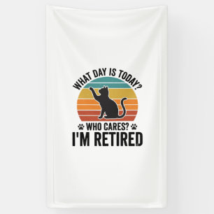 Banderoles T-Shirt Dessin Citation Drôle de Chat Retraité Cou