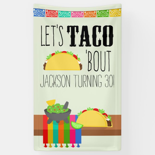 Banderoles Taco 'Bout Anniversaire Fiesta (Vertical)