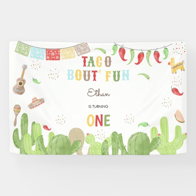 Banderoles Taco bout' fun fiesta mexicaine premier anniversai (Horizontal)