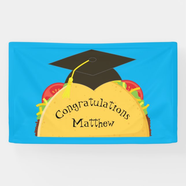 Banderoles Taco Fiesta Graduation Party Mexique (Horizontal)