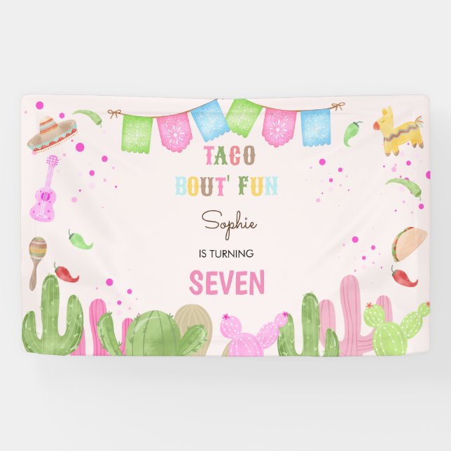 Banderoles Taco sur le plaisir fiesta mexicaine fille anniver (Horizontal)