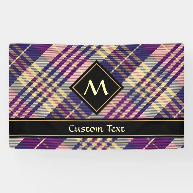 Banderoles Tartan mauve, or et bleu (Horizontal)