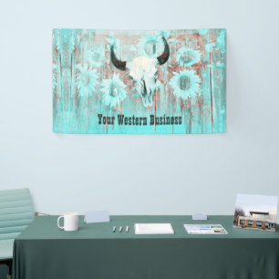 Banderoles Taureau Rustique Turquoise Ouest Taureau Taureau S