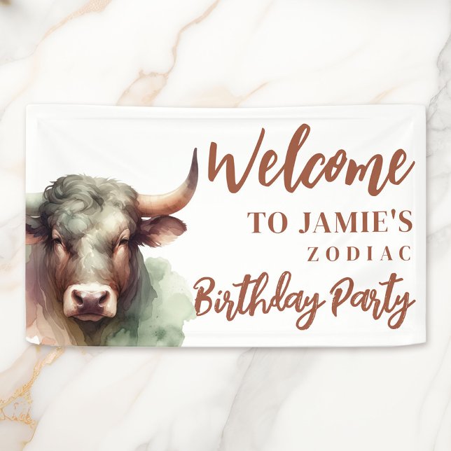 Banderoles Taurus Zodiac Thème Anniversaire Affiche de bienve (Coordinate Your Taurus Zodiac-Themed Party with Decor Like This Large Welcome Banner!)