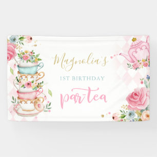 Banderoles Tea Party Anniversaire Rose Floral Par tea Welcome