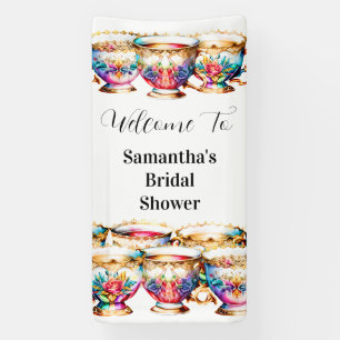 Banderoles Teacups floral high tea nuptiale douche thé partea