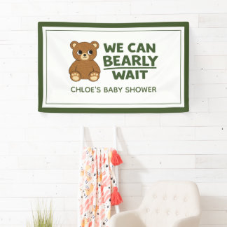 Banderoles Teddy Bear Gender Neutral Minimalist Baby Shower
