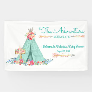 Banderoles TeePee de Filles pour Baby Shower Tribal