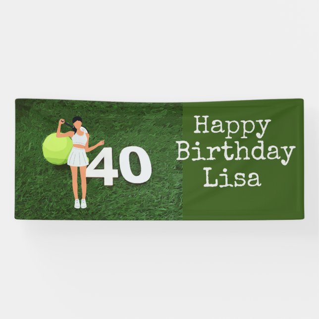 Banderoles Tennis 40e anniversaire avec une joueuse de tennis (Horizontal)