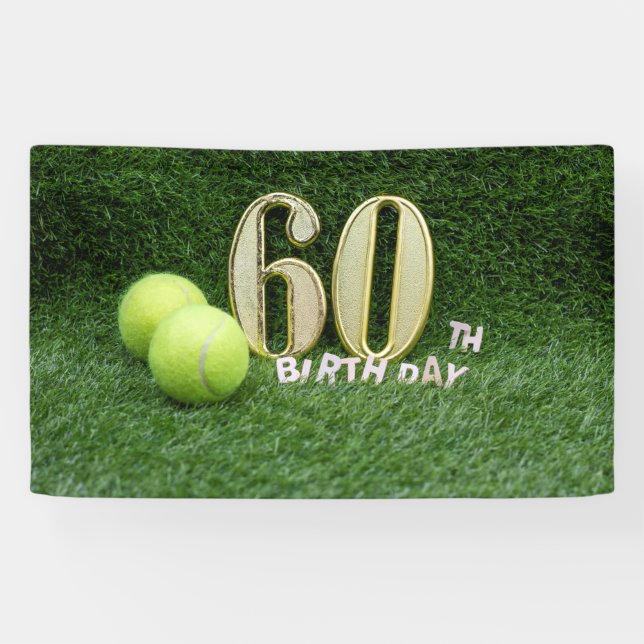 Banderoles Tennis 60e anniversaire avec le numéro soixante et (Horizontal)