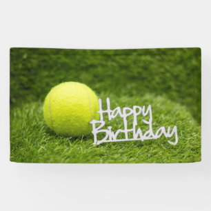 Banderoles Tennis anniversaire avec balle sur l'herbe verte H