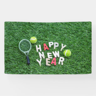 Banderoles Tennis et raquettes avec une bonne année