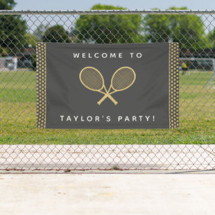 Banderoles Tennis Party Chic or et gris sur mesure