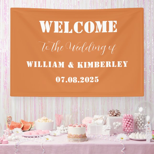 Banderoles Terracotta Burange Orange Simple Mariage moderne (Fête)