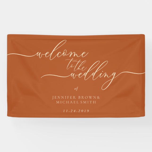 Banderoles Terracotta Flag Welcome to the wedding (Horizontal)