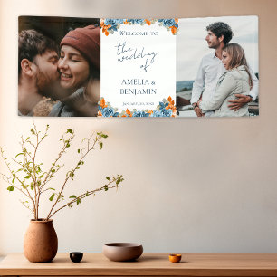 Banderoles Terracotta Marine Blue Rust Mariage photo Bienvenu