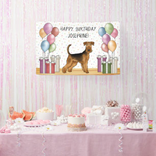 Banderoles Terrier Airedale Chien Mignon Pastel Joyeux Annive