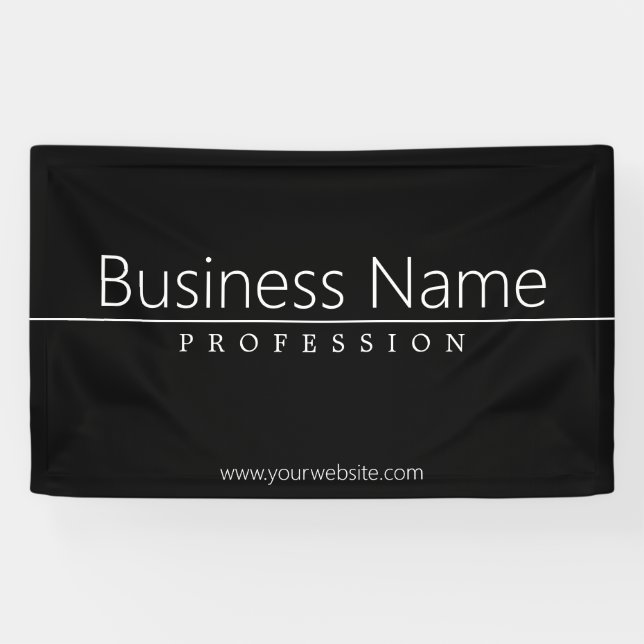 Banderoles Texte blanc classique simple en noir (Horizontal)