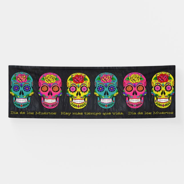 Banderoles Texte de coutume de crânes de Día de los Muertos (Horizontal)