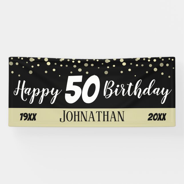 Banderoles Texte du 50e anniversaire du parti Confetti (Horizontal)