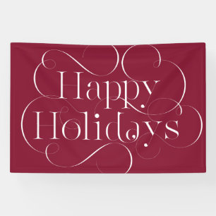 Banderoles Texte Happy Holidays à la main avec fleuris