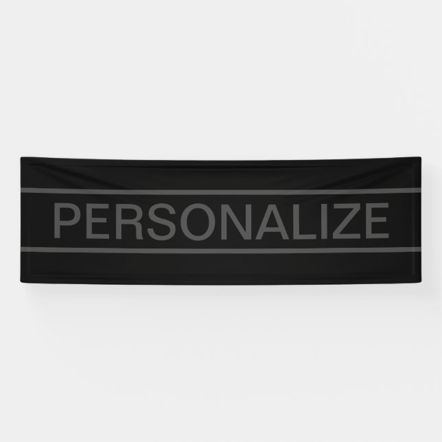 Banderoles Texte personnalisable | Gras moderne noir et gris  (Horizontal)